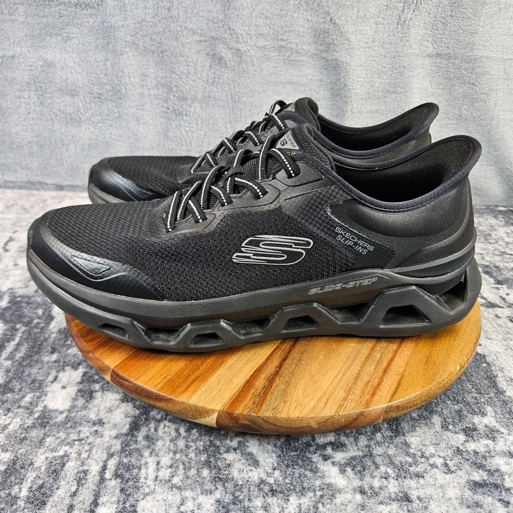 Skechers Glide-Step Slip-Ins Hands Free Comfort Sneaker Black Mens Size 12 Wide